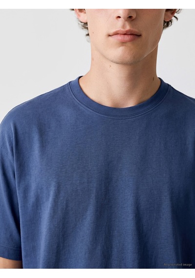 LC Waikiki Lc Waıkıkı İndigo Bisiklet Yaka Kısa Kollu Erkek Pijama Üst Indigo