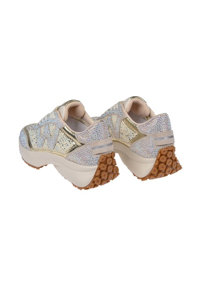 Sms Taş Detaylı Dantelli Kadın Spor Ayakkabı Sneaker Sms-83125 Bej Taşlı