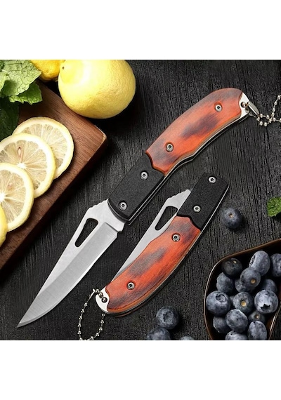 Valkyrie Katlanır Kamp Çakı 16cm 3cr13 Paslanmaz Çelik Mini Cep Kamp Bıçağı Outdoor Kullanım Anahtarlık Halkalı Kahverengi