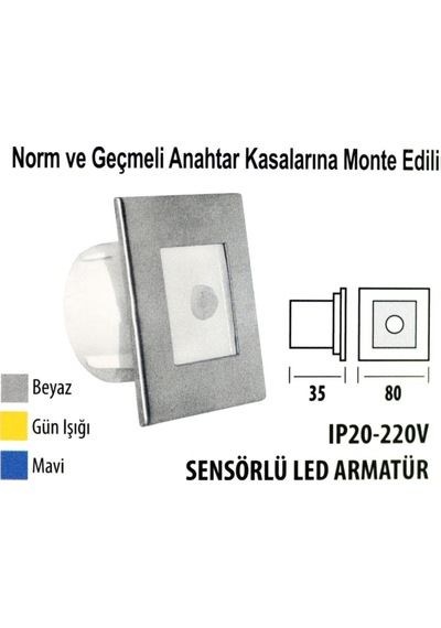 Sensörlü Led Armatür Krd03 Ip20 - 220 V. Beyaz Işık Antrasit