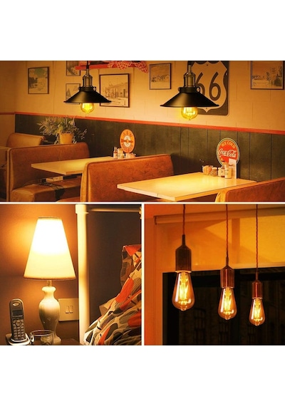 Tr Edison Vintage Led Ampul E27 4w/220v 2600-2700 K Retro Antik, Kehribar Sıcak, 6'li Paket Genel