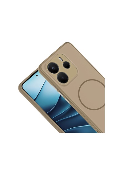 Maks Technology Redmi Note 14 4g Kılıf M-safe Şarj Özellikli Mkst Tea Kapak - Gold Altın