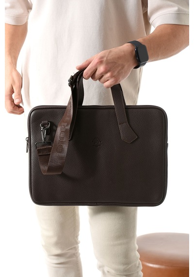 Westpolo Vegan Deri Unisex Laptop, Evrak Çantası - 6078 Kahverengi