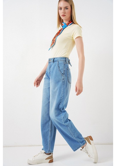 Hiccup Bdart Keten Karışımlı Düz Kesim Denim Jean Açık-orta Mavi Denim