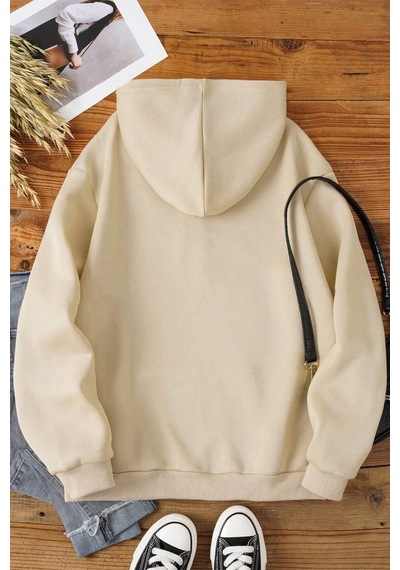Uyguntarz Rahat Kalıp Unisex Oversize Sweatshirt Bej
