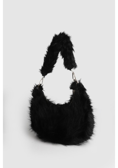 La'Graccio Paris Lagraccio Paris Kadın Lior Peluş Çift Askılı El Ve Çapraz Çanta Peluş Siyah