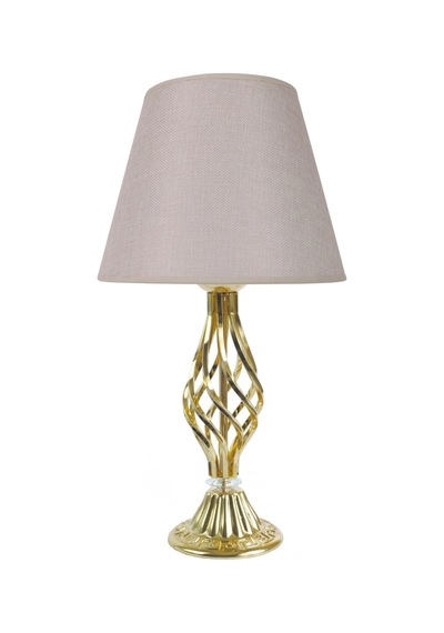 Vizon Kumaş Başlık Gold Burgulu Metal Ayak Modern Abajur 50x25cm
