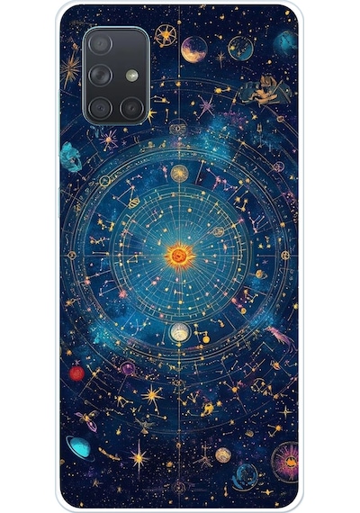 Samsung Galaxy A71 Uyumlu Yıldız Atlası Kozmik Rehber Baskılı Silikon Kılıf Renkli