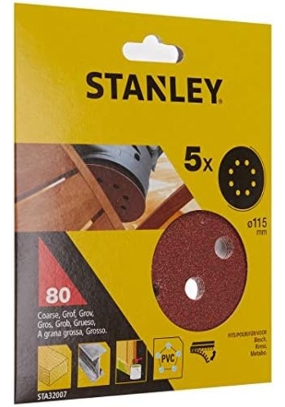 Sta32007 Zımpara, Kırmızı, 5 Adet, 80g 115 Mm
