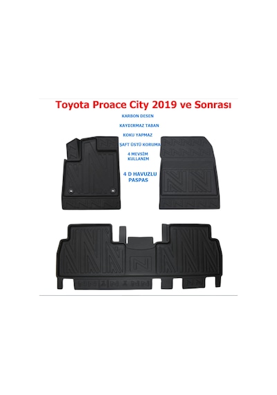 Toyota Proace 2019 Ve Sonrası 4d Premium Havuzlu Paspas