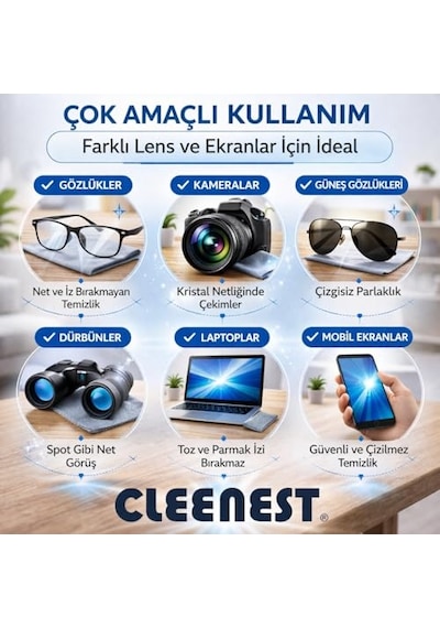 Ayrex Cleenest Gözlük Ve Ekran Temizleme Seti 50 Ml Nazik Solüsyon & Yumuşak 15 X 18 Cm Kaşmir Mikrofiber Bez İ