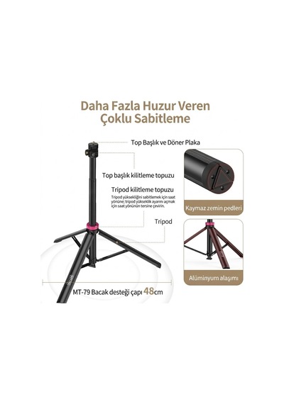 Ulanzi Mt-79 2m Alüminyum Hızlı Açılır Tripod Işık Standı Ve Işık Ayağı - T075gbb2