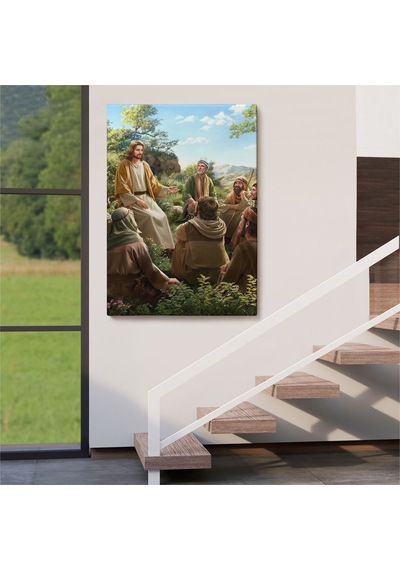 Es10 İsa Mesih Havarilerine Ders Veriyor, Hristiyan Hediye Tablosu Jesus Christ -6382 (70 x 100)