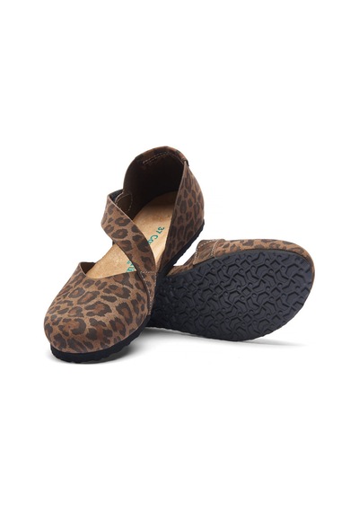 Comfortfusse Alya - Kadın Ortopedik Hakiki Deri Babet Ayakkabı Leopar Baskılı Deri