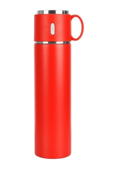 Kırmızı 316L Paslanmaz Çelik Bardaklı Termos 580 Ml