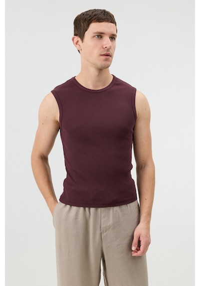 Antioch Pamuklu Kolsuz Erkek T-shirt Bordo