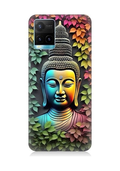 Vivo Y53s Uyumlu Budha Ve Sarmaşık Yapraklar Desenli Silikon Kılıf