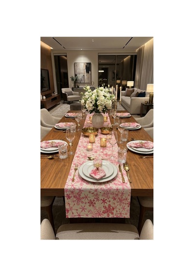 %100 Pamuk Özel Desenli Dikdörtgen Runner 40x150 Pembe - 900653985 Pembe