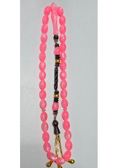 Ağır Püsküllü Pembe Opal Benzetme Tesbih Açık Pembe
