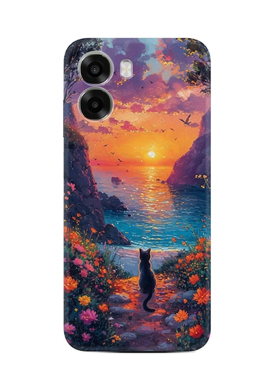 Oppo A6x Uyumlu Kılıf Boutique Baskılı Resimli Manzara Kedi Pcode -096