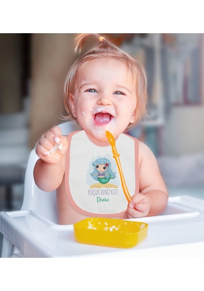 BK Kids Kişiye Özel Pembe Bebek Mama Önlüğü - Model 144 Pembe