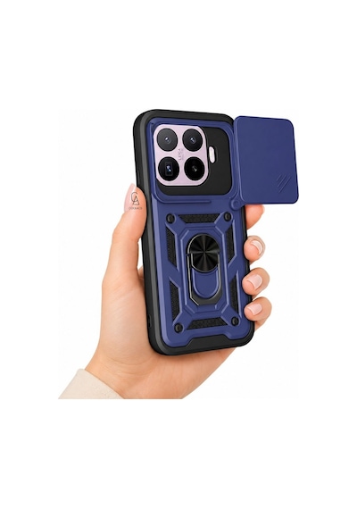 Xiaomi Mi 17t İle Uyumlu Kılıf Magnetik Standlı Kamera Korumalı Sürgülü Kapak Lacivert