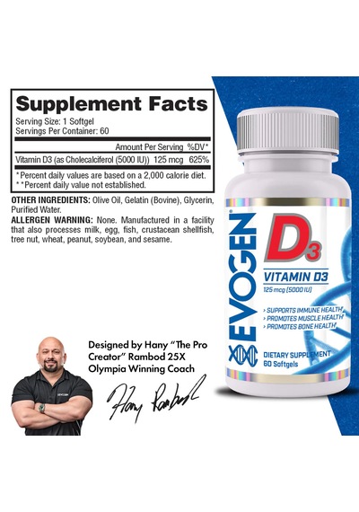 Evogen Vitamin D3 5000 Iu 60 Softgels