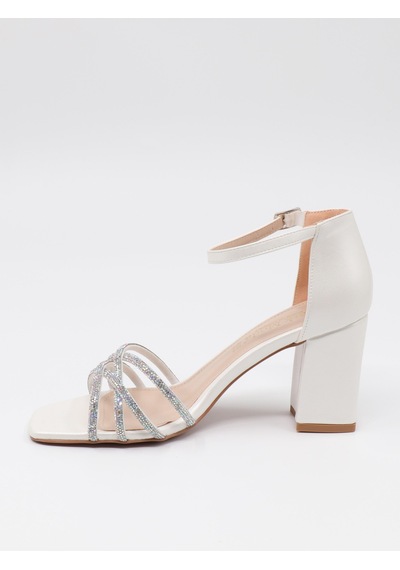 Nesilshoes Nesil Shoes Carel 37 Sedef Çapraz Taşlı Kadın Sandalet