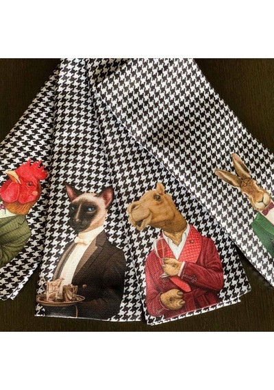 Animals Kumaş Amerikan Servis 4'lü Set- 35x50 Cm Keten, Uluslararası Yıkama Ve Solmama Sertifikası Çok Renkli