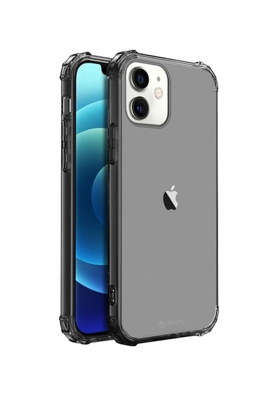 Apple Uyumlu iPhone Blogy 12 Mini İle Crystal Fit Kılıf Smoke Black Siyah
