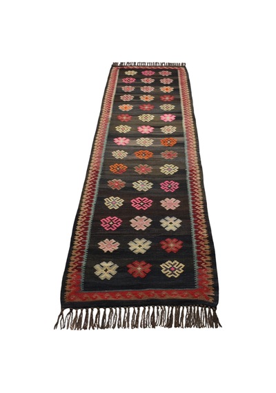 Zehra Abla Halı El Dokuma Seçkin Çiçekli Kirman Karabağ Yolluk Yün Kilim 5649