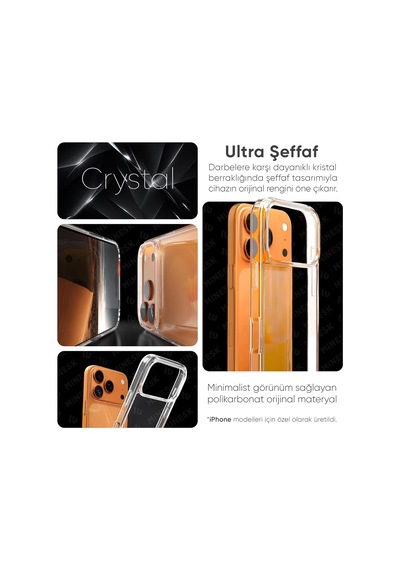 İphone 17 Pro Max/18 Pro Max İle Uyumlu Crystal Ultra Şeffaf Silikon Kılıf Arkası Sert Polikarbonat Kenarları Yumuşak Tpu Darbe Emici İç Hava Yastığı Destekli Kapak 17 Pro Max/18 Pro Max