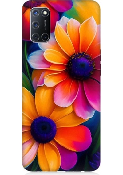 Oppo A72 Uyumlu Soft Renkli Çiçekler Desenli Silikon Kılıf