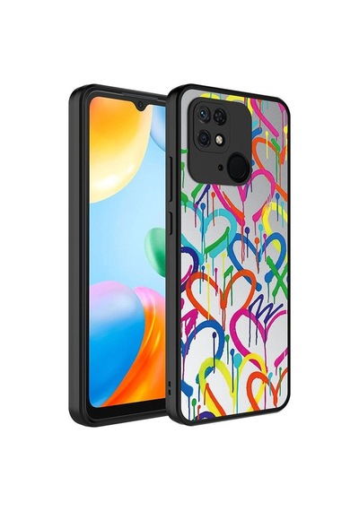 Xiaomi Redmi 10c Kılıf Aynalı Desenli Kamera Korumalı Parlak Zore Mirror Kapak Kalp