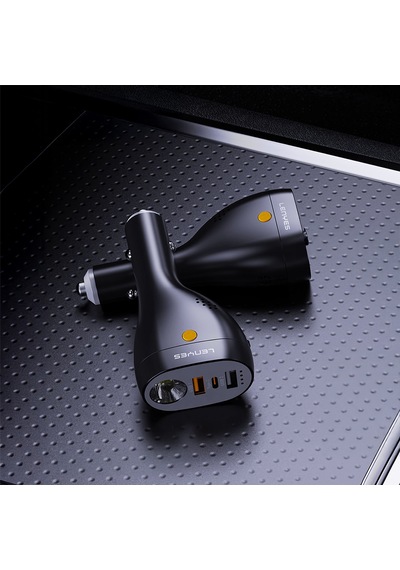 Lenyes Ca70 Type-c + Dual Usb-a Portlu Çok Fonksiyonlu Araç Şarj Aleti 20w Siyah