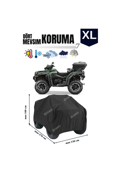 Siyah Atv Brandası, Xl Beden, Koruma Örtüsü, Güneşten Korur, Su Geçirmez, Dayanıklı