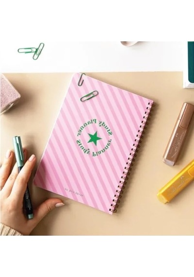 A5 Spiralli Çalışma Planlayıcısı - Sınava Hazırlık İçin Açık Gri
