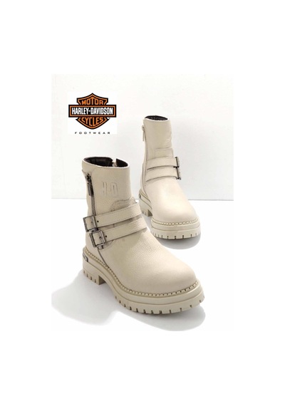 Harley Davidson Beige Hakiki Deri Kadın Bot & Bootie Hd0777055603 Beige