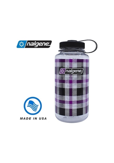 Nalgene 32 Oz Wide Mouth Suluk Matara 1 Litre Kare Desenli Mor