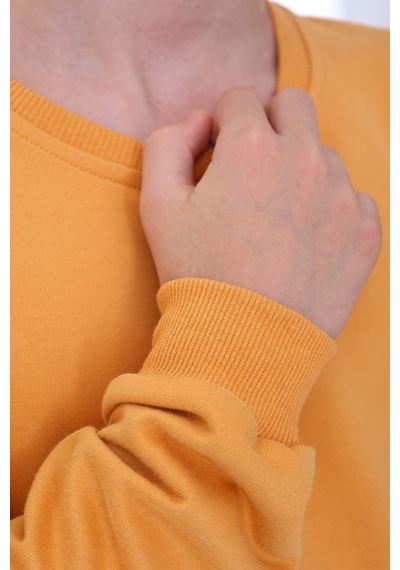Zuzunga Oversize Unisex Basic Düz Turuncu Renk %100 Pamuk Sweatshirt 2-11 Yaş Turuncu