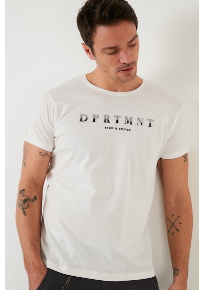 Buratti Baskılı Bisiklet Yaka Pamuklu Slim Fit Erkek T Shirt 541Dprtmnt24 Beyaz