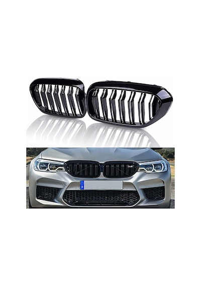 Bmw G30 Çift Şeritli Ön Panjur Izgara 2018-2020 Arası Parlak Siyah