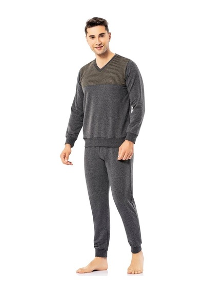 Erdem Erkek Kışlık V Yaka Pijama Takımı Dfn22-5 Çeyizlik Çok Renkli