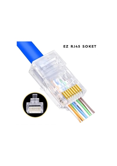 Cat6 Konnektör 4381P Yeni Nesil Delikli Jack Ez Rj45 100 Lü Paket