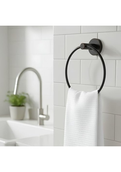 Tr Vidalı Siyah Renkli Yuvarlak 16 Cm Banyo Mutfak Lavabo Pratik Havluluk Askılığı Diğer