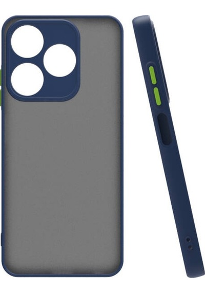 Kilifone - Tecno Spark 10 4g Uyumlu Kılıf Arkası Buzlu Renkli Kenarlı Hux Kapak - Lacivert - T29556