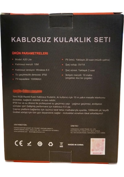 Auk A20 Bluetooth Ve Intercom Kask İçin İki Kişilik