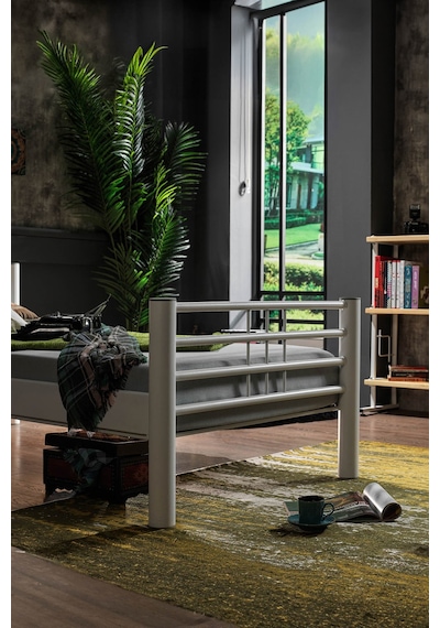 Asos Tek Kişilik Ferforje Metal Karyola-beyaz