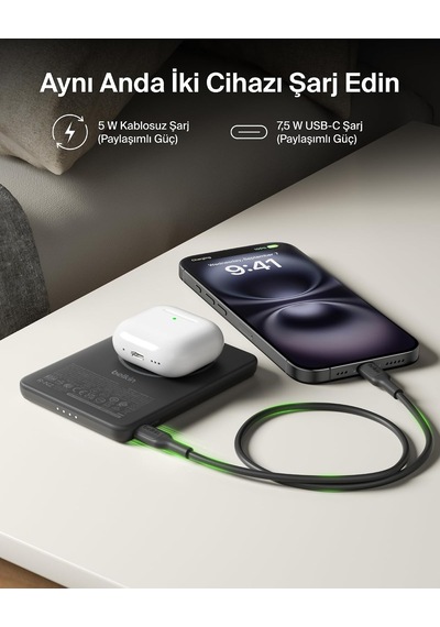 Boostcharge 5000 Mah İnce Manyetik Usb-c Power Bank, Siyah