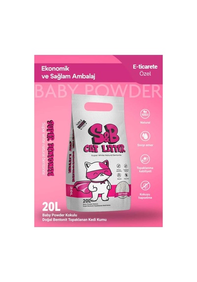 S&b Super Bentonite 20 Litre Bebek Pudralı Topaklaşan Kedi Kumu